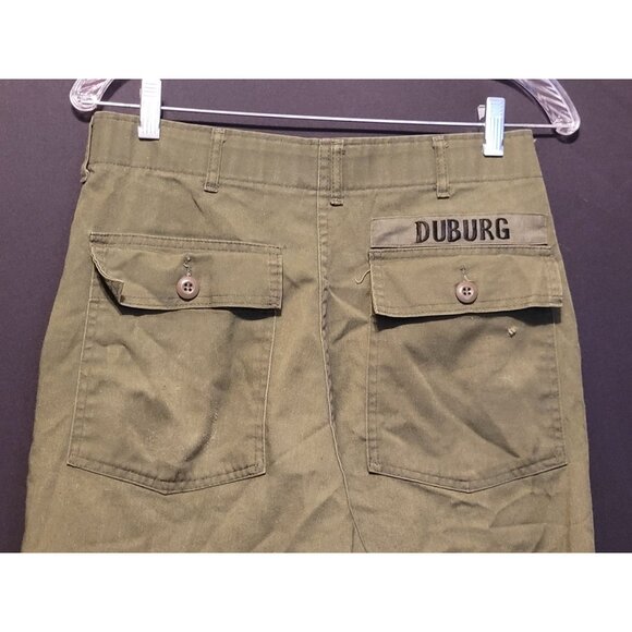 Vintage Green Utility Trouser US Navy Uniform Pants 32x33 Name Tape Worn Spots - Picture 6 of 8
